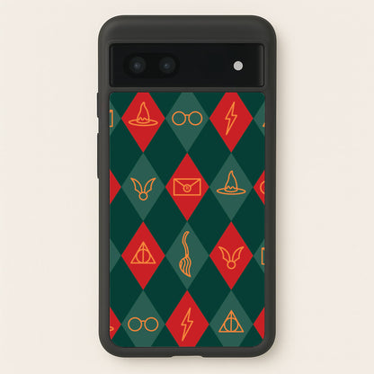 Christmas Wizard Icons Argyle Pattern Google Pixel 6a Case