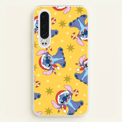 Cute Blue Alien Candycane Christmas Pattern Huawei P30 Case