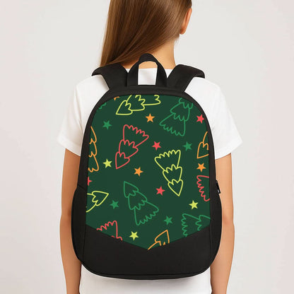 Colourful Christmas Tree Outlines Pattern School Bag