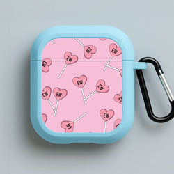 Ew Love Heart Lolipops Pattern Blue AirPods Case