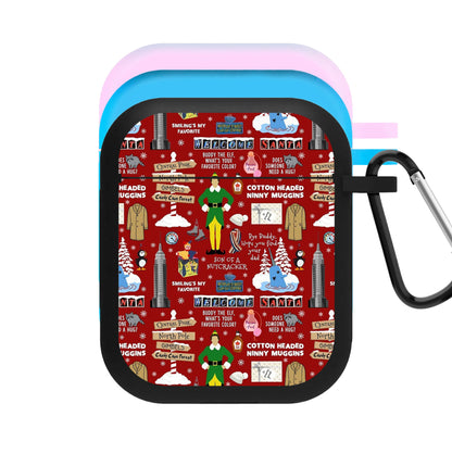 Red Elf Pattern AirPods Case