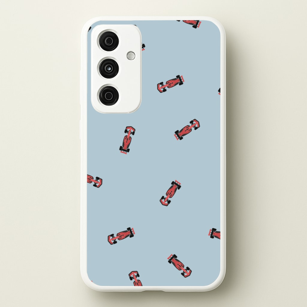 Race Cars Pattern Blue Galaxy A55 Case
