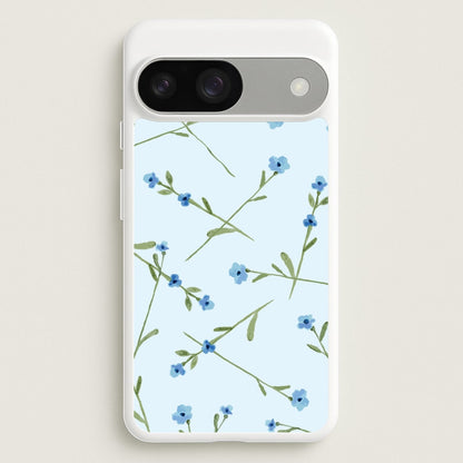 Baby Blue Floral Pattern Google Pixel 9 / 9 Pro Case