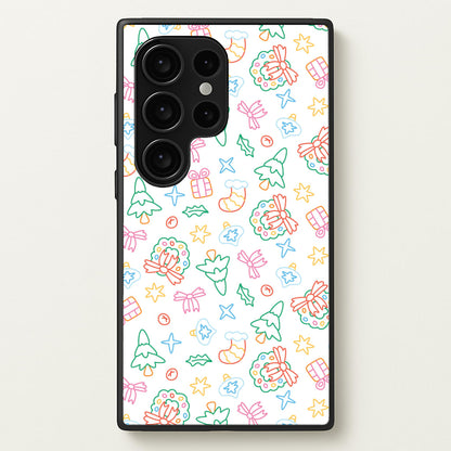 Neon Christmas Icons Pattern II Galaxy S24 Ultra Case