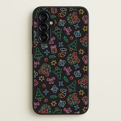 Neon Christmas Icons Pattern I Galaxy A54 Case