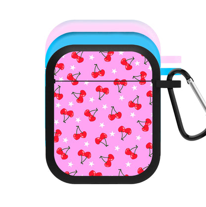 Heart Cherries And Stars Pattern AirPods Case