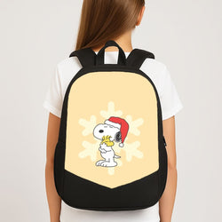 Christmas Cartoon Beagle And Bird  School Bag