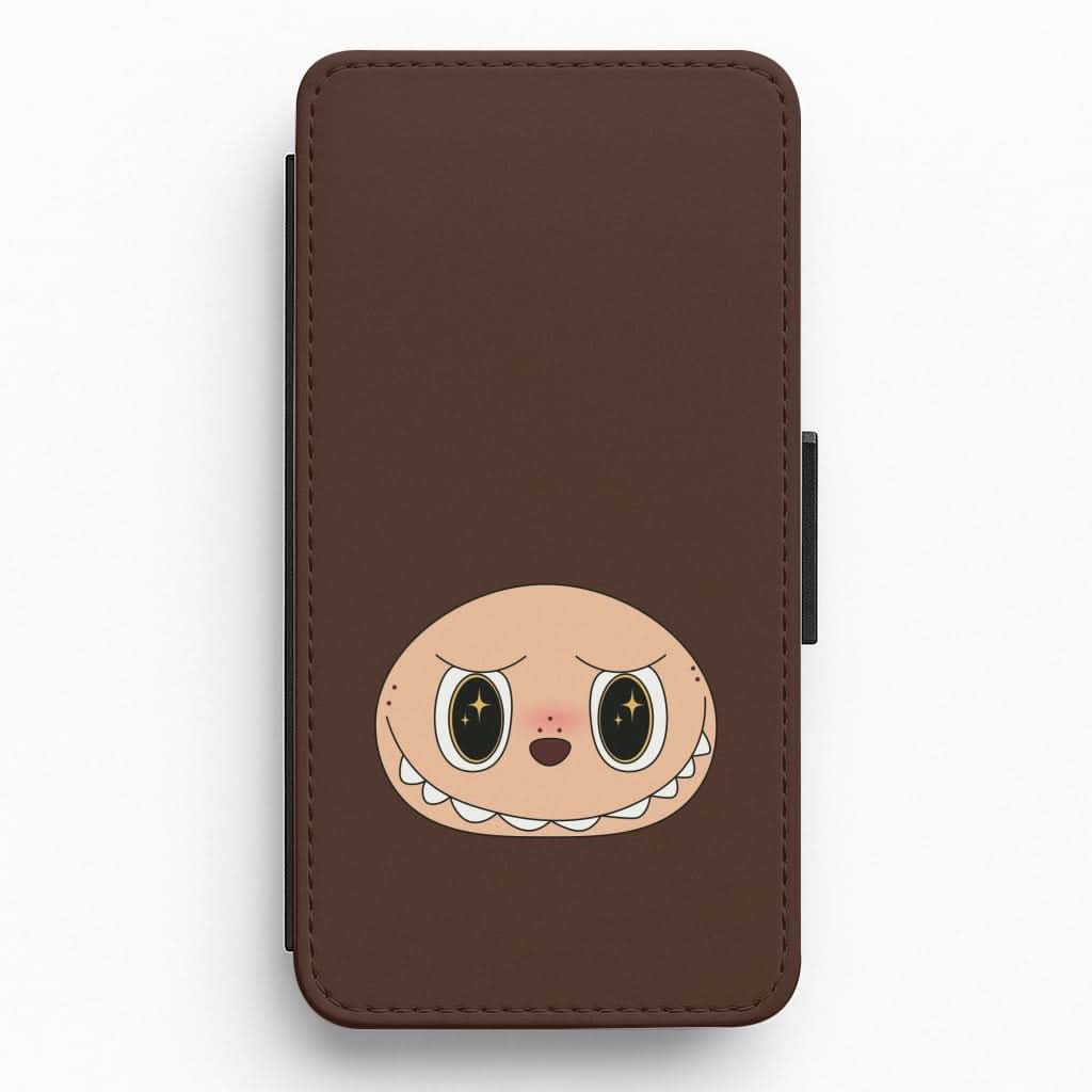Cute Brown Monster Face Flip / Wallet Phone Case