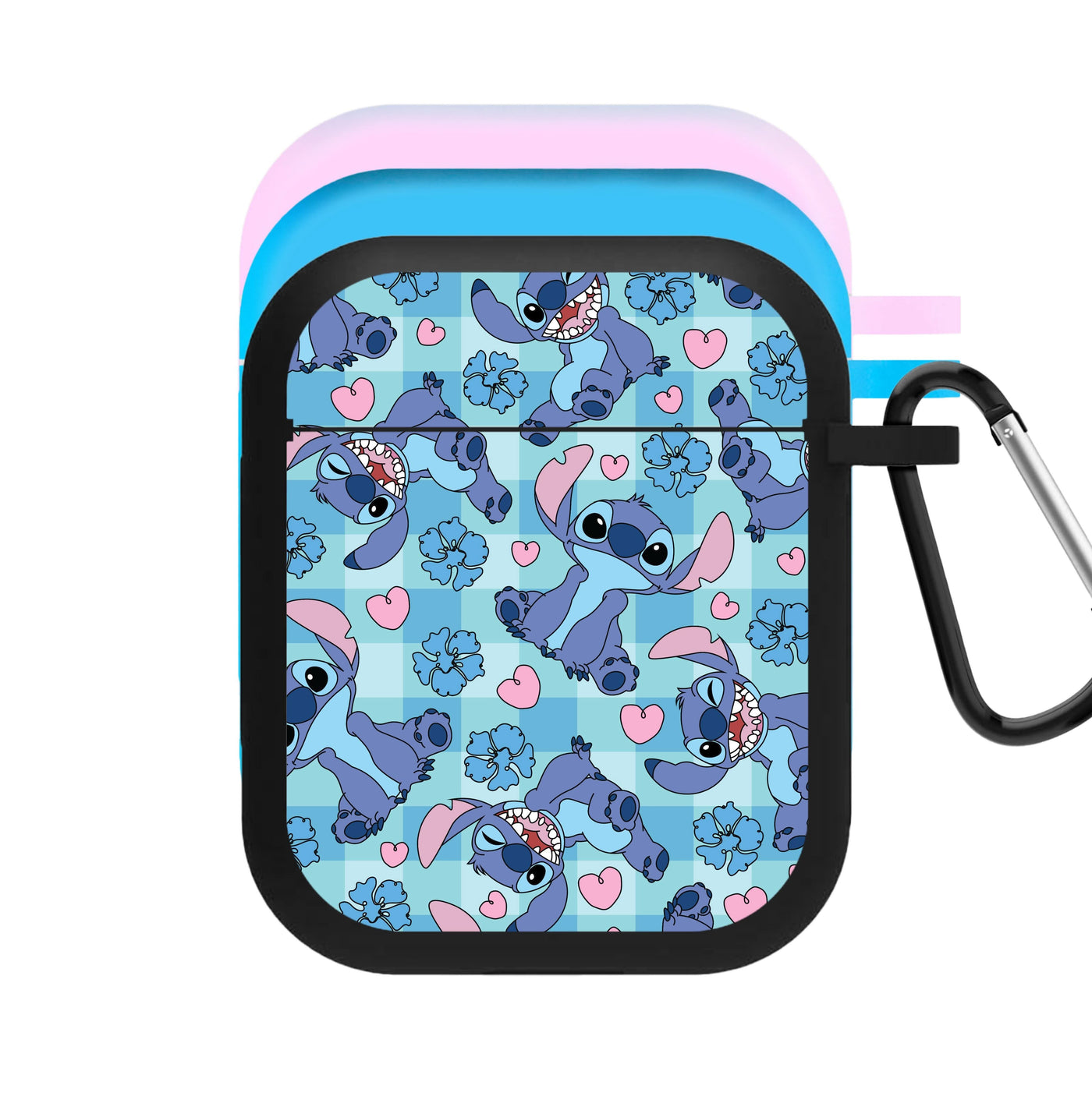 Blue Alien And Hearts Pattern AirPods Case