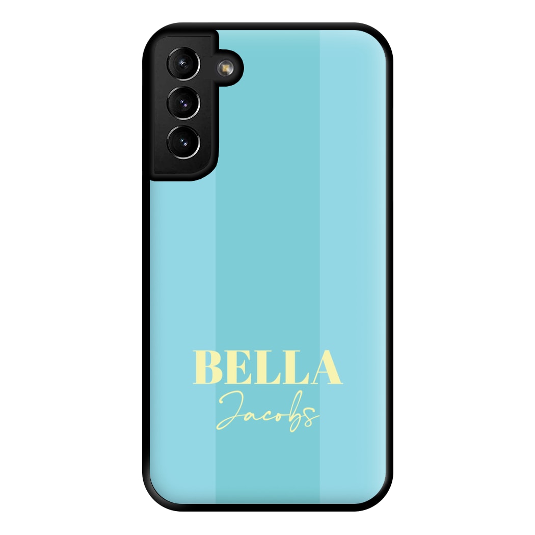 Blue Stripe Personalised Name Galaxy S21 Plus Case