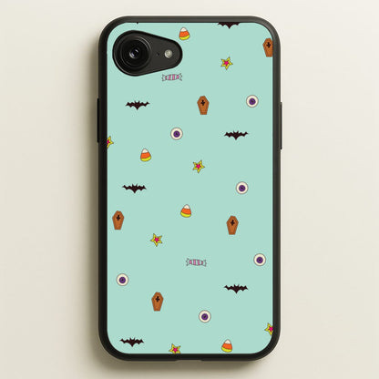 Minature Halloween Cartoons Pattern iPhone 16e Case