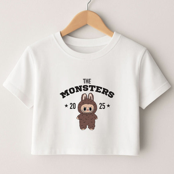 Cute Monster 2025 Biege Crop Top