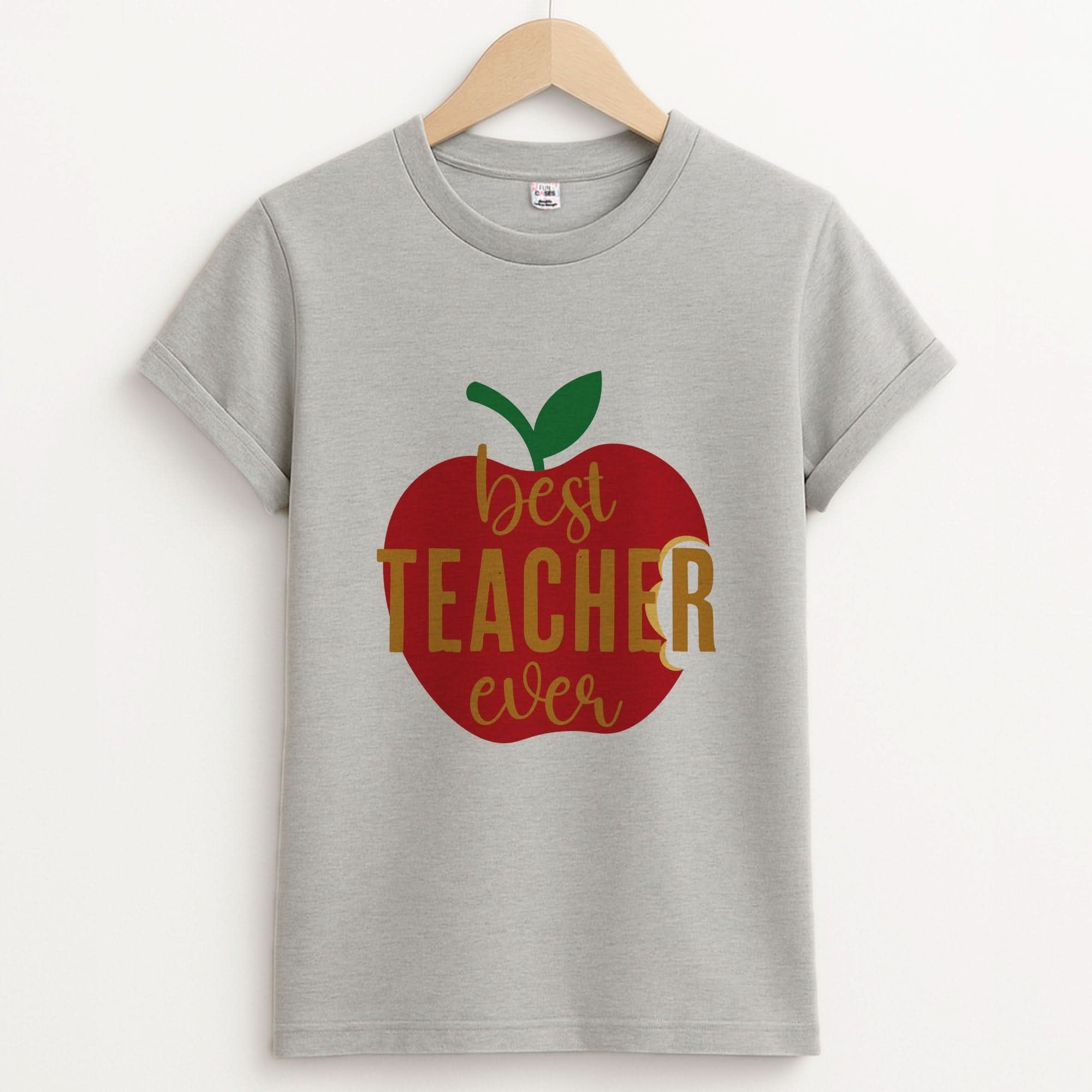 Apple Best Teacher Ever Unisex Grey T-Shirt