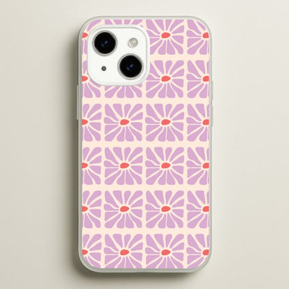 Square Abstract Flowers Mauve iPhone 14 Case