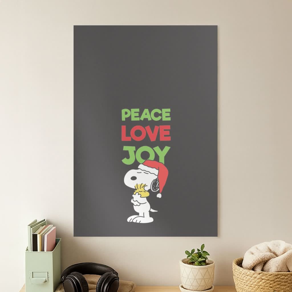 Peace, Love, Joy Christmas Cartoon Beagle Poster