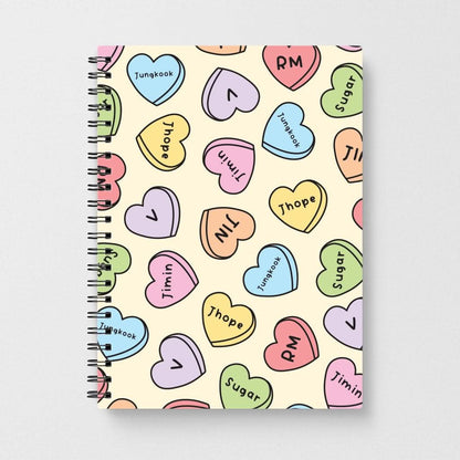 K-Pop Band Members Love Hearts Pattern Notebook
