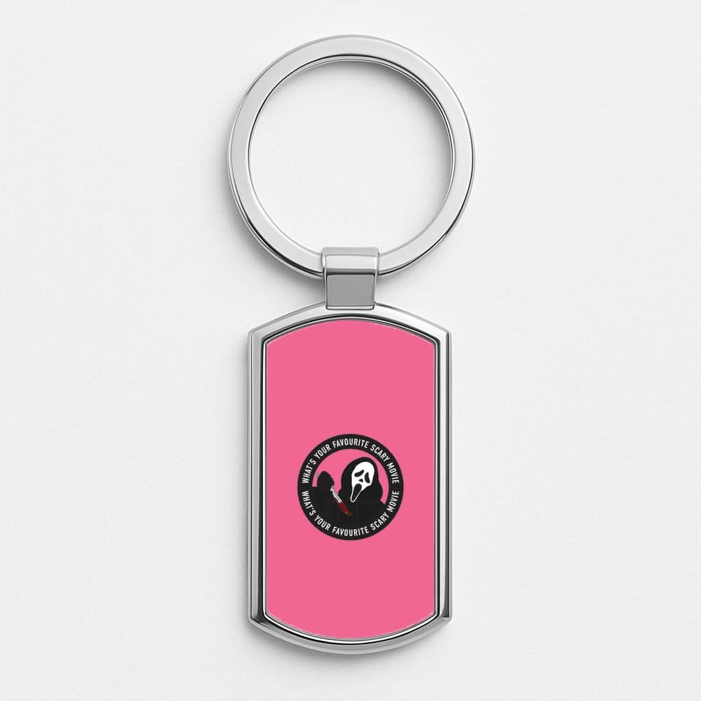 What's Your Favourite Scary Movie Badge Silver Metal Keyring
