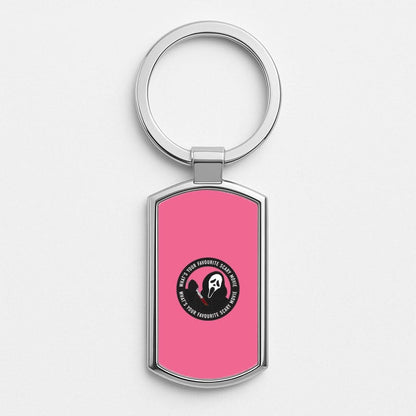 What's Your Favourite Scary Movie Badge Silver Metal Keyring