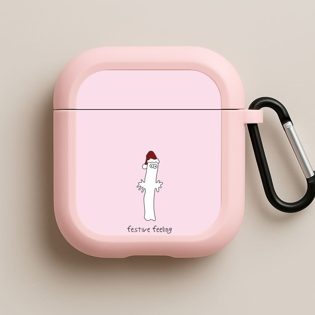 Festive Feeling Wiggly Moom Pink AirPods Case