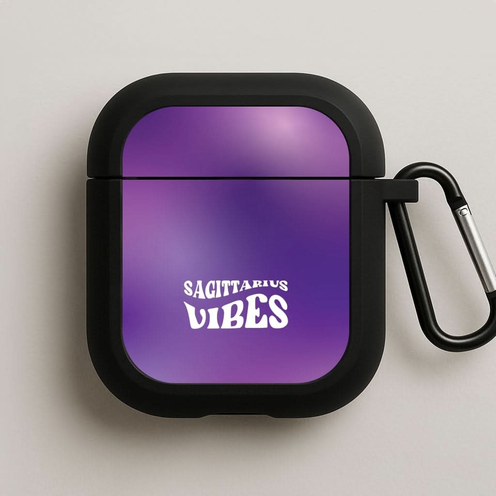 Sagittarius Vibes Gradient Zodiac Black AirPods Case