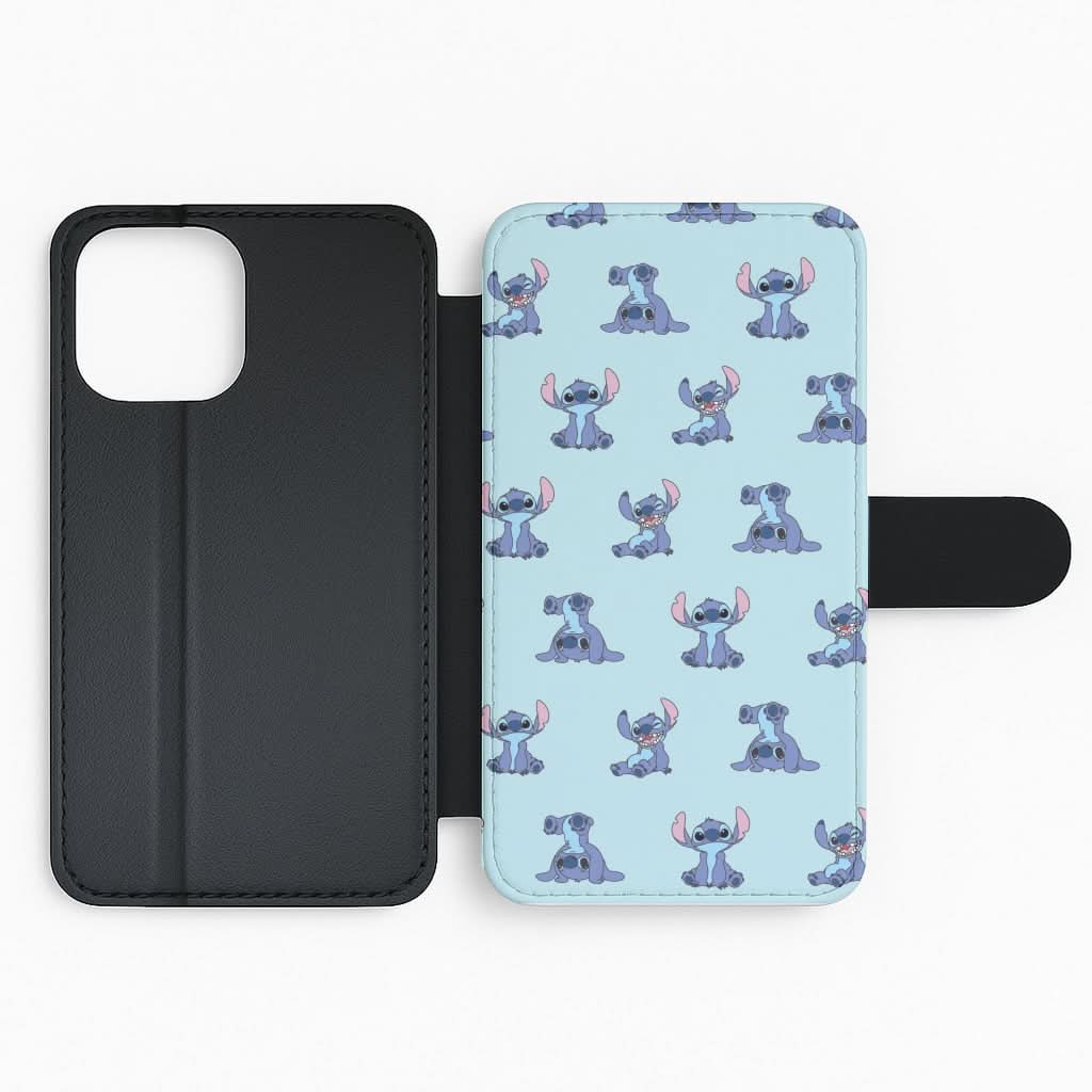 Cute Blue Alien Pose Pattern Flip Phone Case