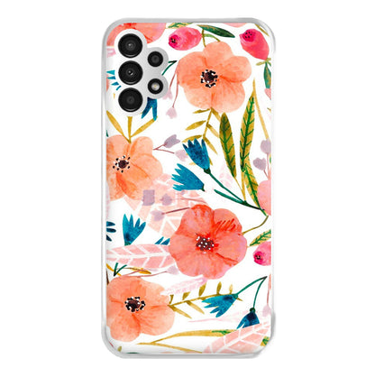 Peach Watercolour Floral Pattern Phone Case