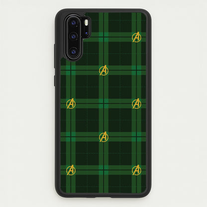 Superhero Team Green Tartan Pattern Huawei P30 Pro Case