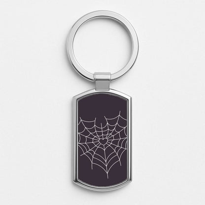 Spiderweb Hearts I Silver Metal Keyring