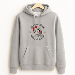 Cartoon Beagle Festive Season Unisex Grey Hoodie