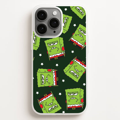 Grumpy Christmas Cartoon Sponge Pattern iPhone 16 Pro Case