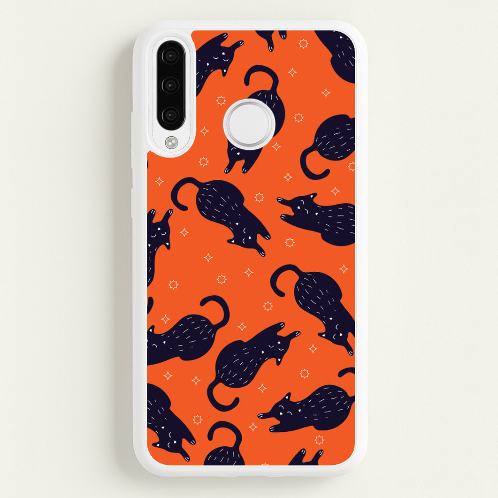 Black Cats And Stars Pattern Huawei P30 Lite Case