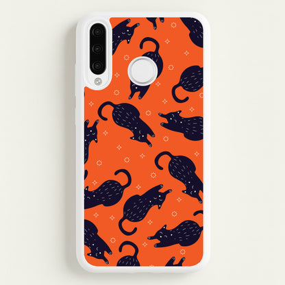 Black Cats And Stars Pattern Huawei P30 Lite Case
