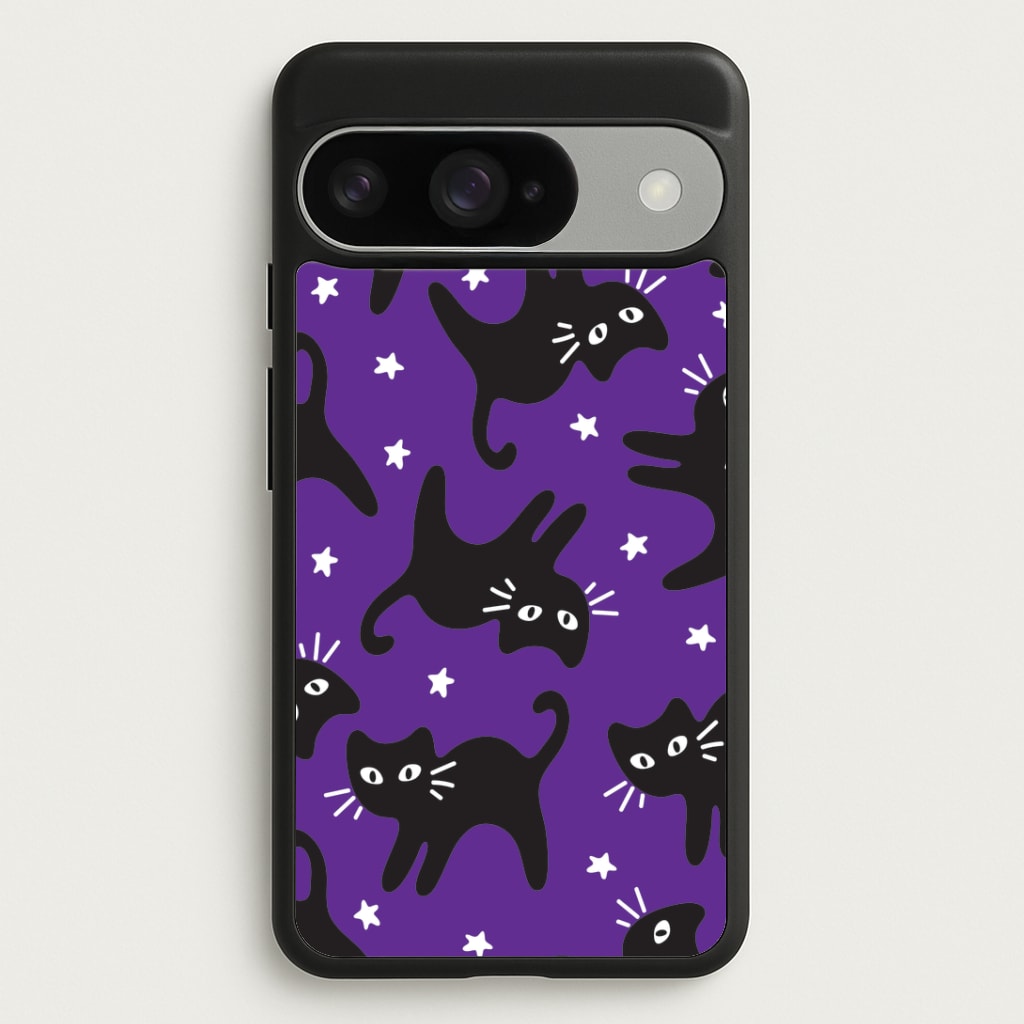 Cartoon Black Cats And Stars Pattern Google Pixel 10 / 10 Pro Case