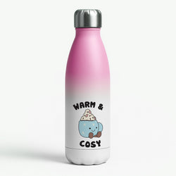 Hot Cocoa Plush Quote Pink Water Bottle