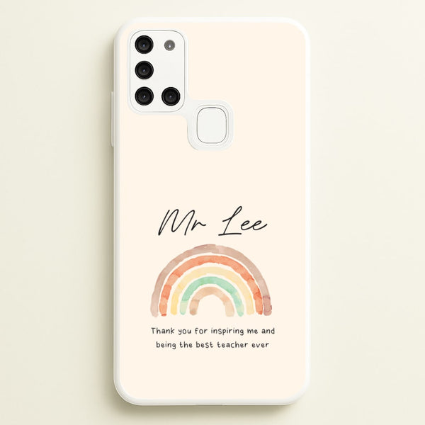 Biege Personalised Teacher Rainbow  Galaxy A21s Case