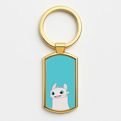 White Fury Dragon Gold Keyring