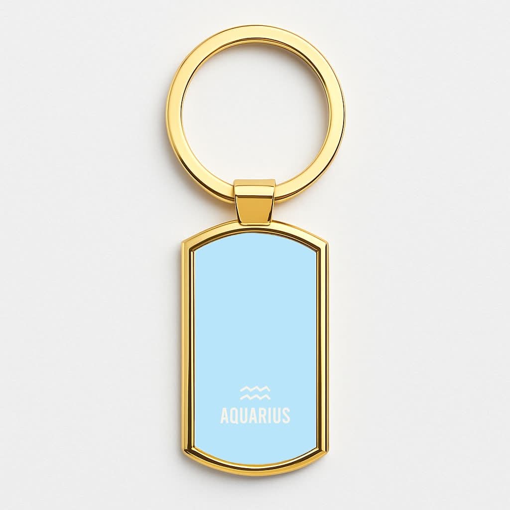 Aquarius Pastel Zodiac Gold Keyring