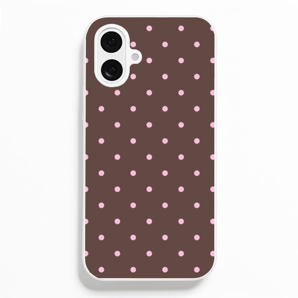 Chocolate & Strawberry Polka Dots iPhone 16 Case