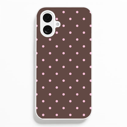 Chocolate & Strawberry Polka Dots iPhone 16 Plus Case