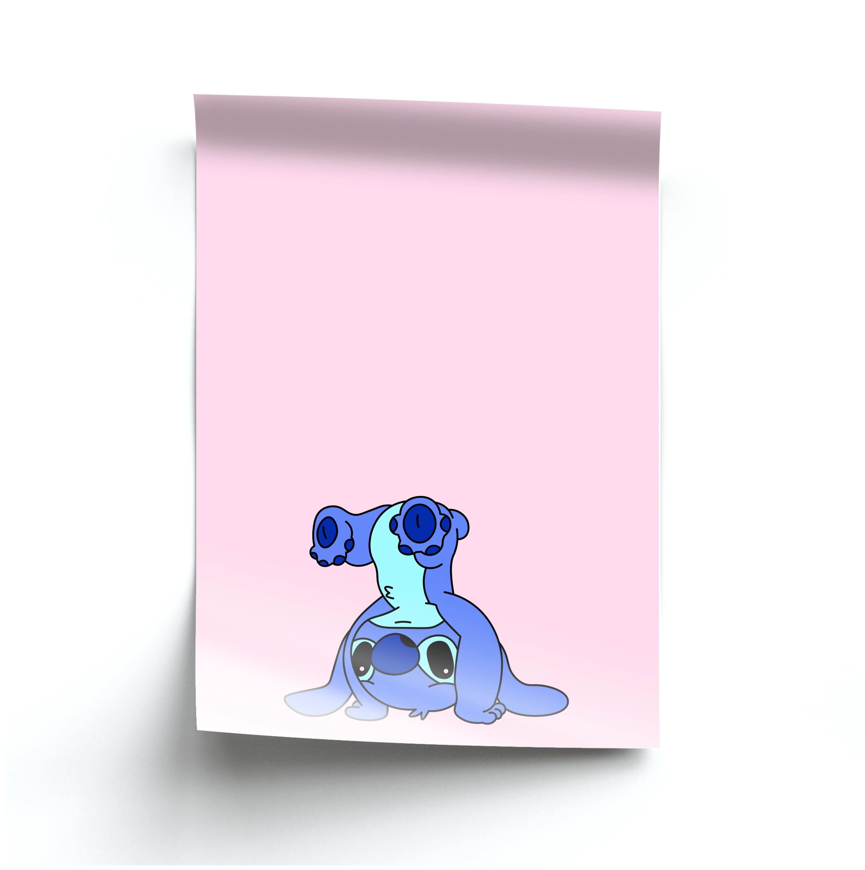 Cute Blue Alien Handstand Poster