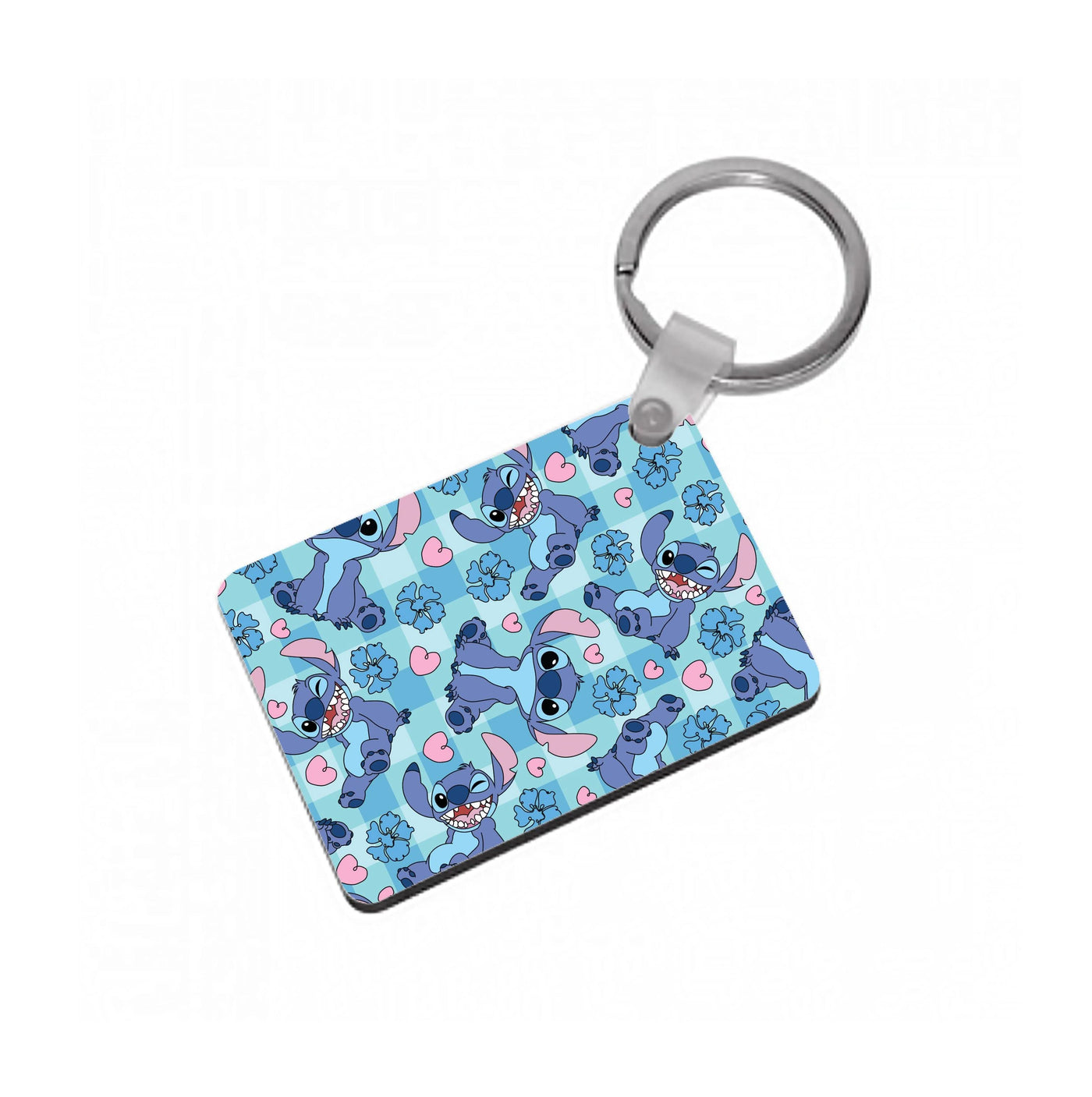 Blue Alien And Hearts Pattern Keyring