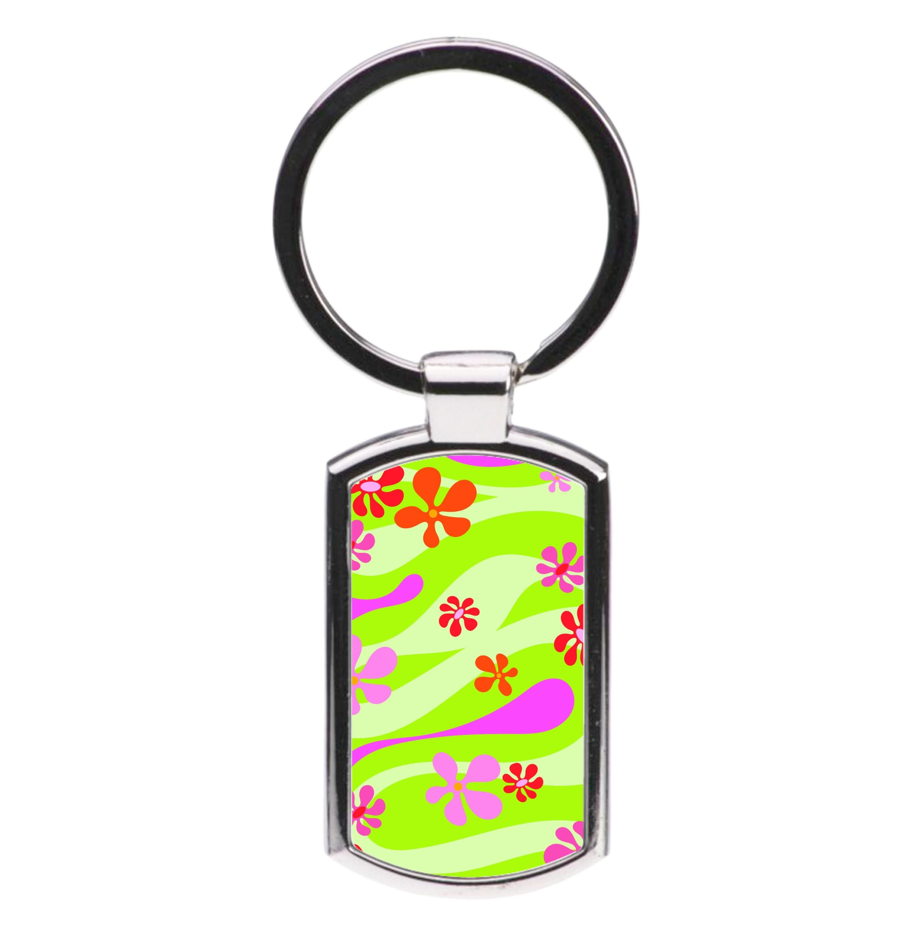 Retro Flowers Pattern Luxury Keyring