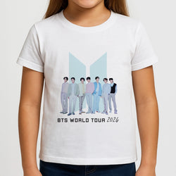 K-Pop Band Tour Pastel Blue Girls T-Shirt