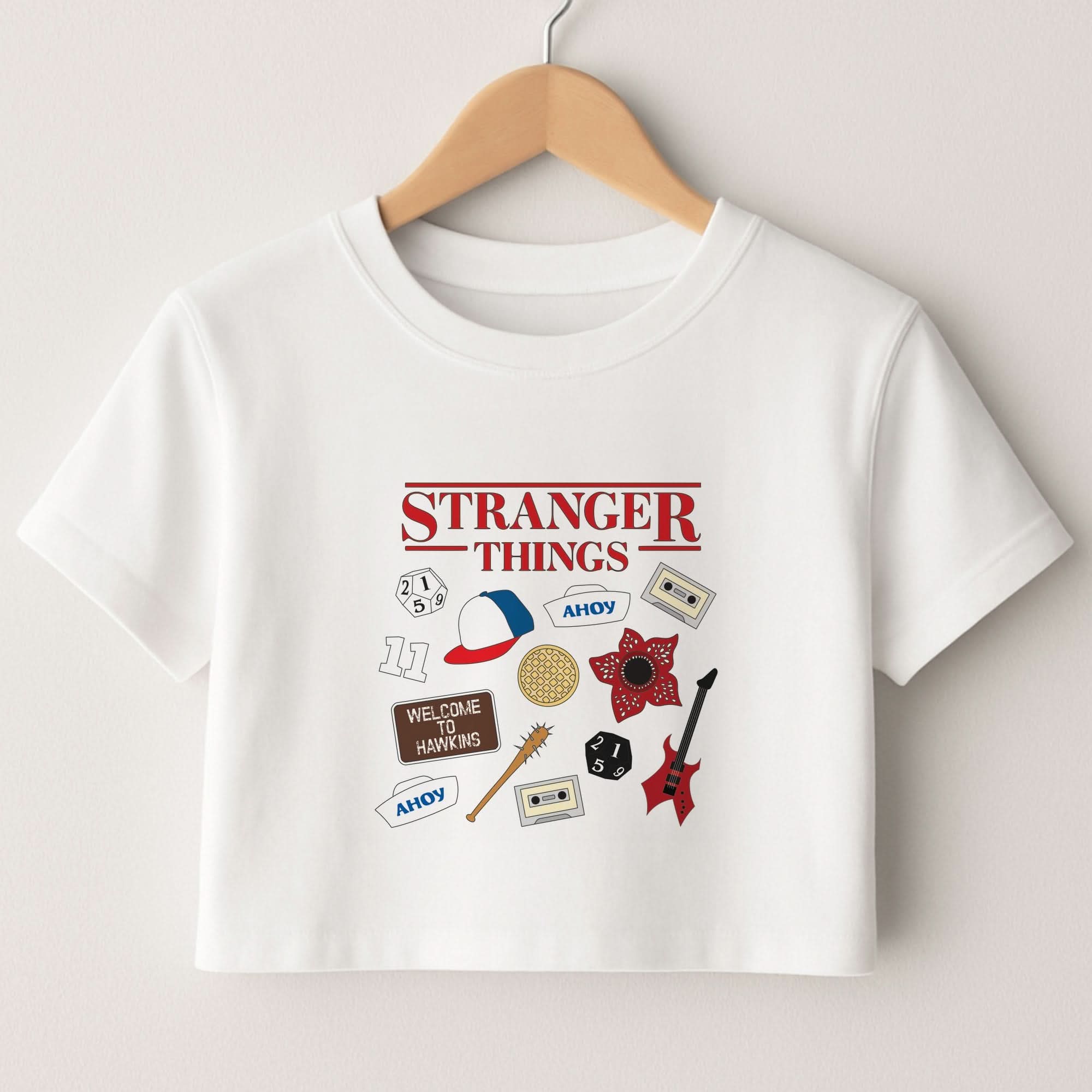 Stranger Things Cartoon Icons Crop top