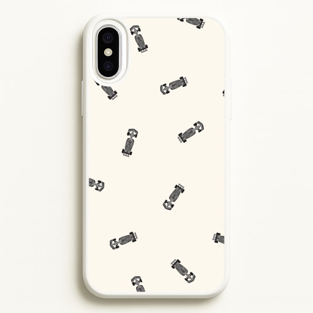 Race Cars Pattern Off White iPhone XS Max Case