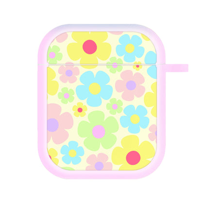 Rainbow Flowers Pattern AirPods Case