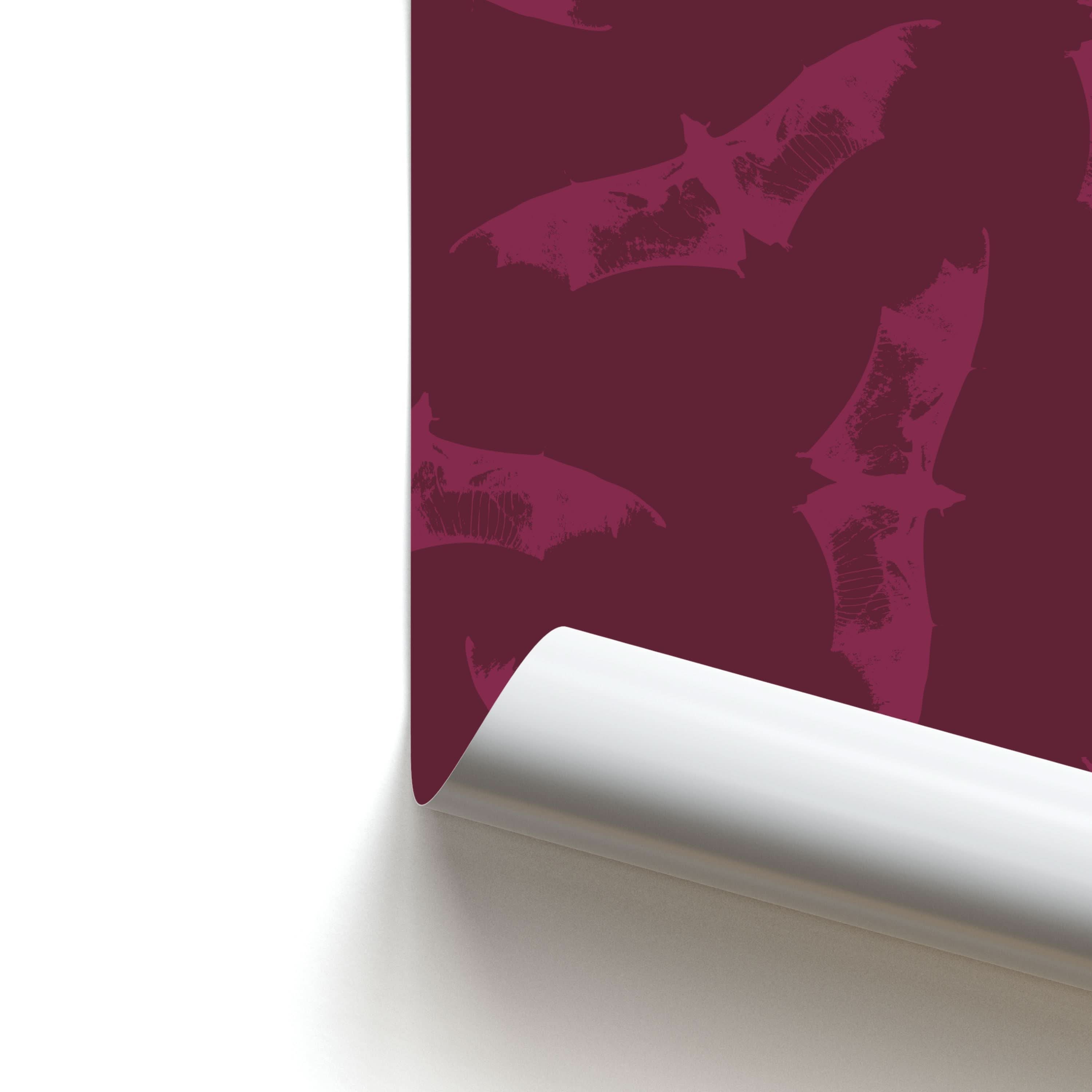 Dark Pink Bats Pattern Poster