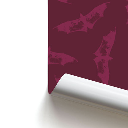 Dark Pink Bats Pattern Poster
