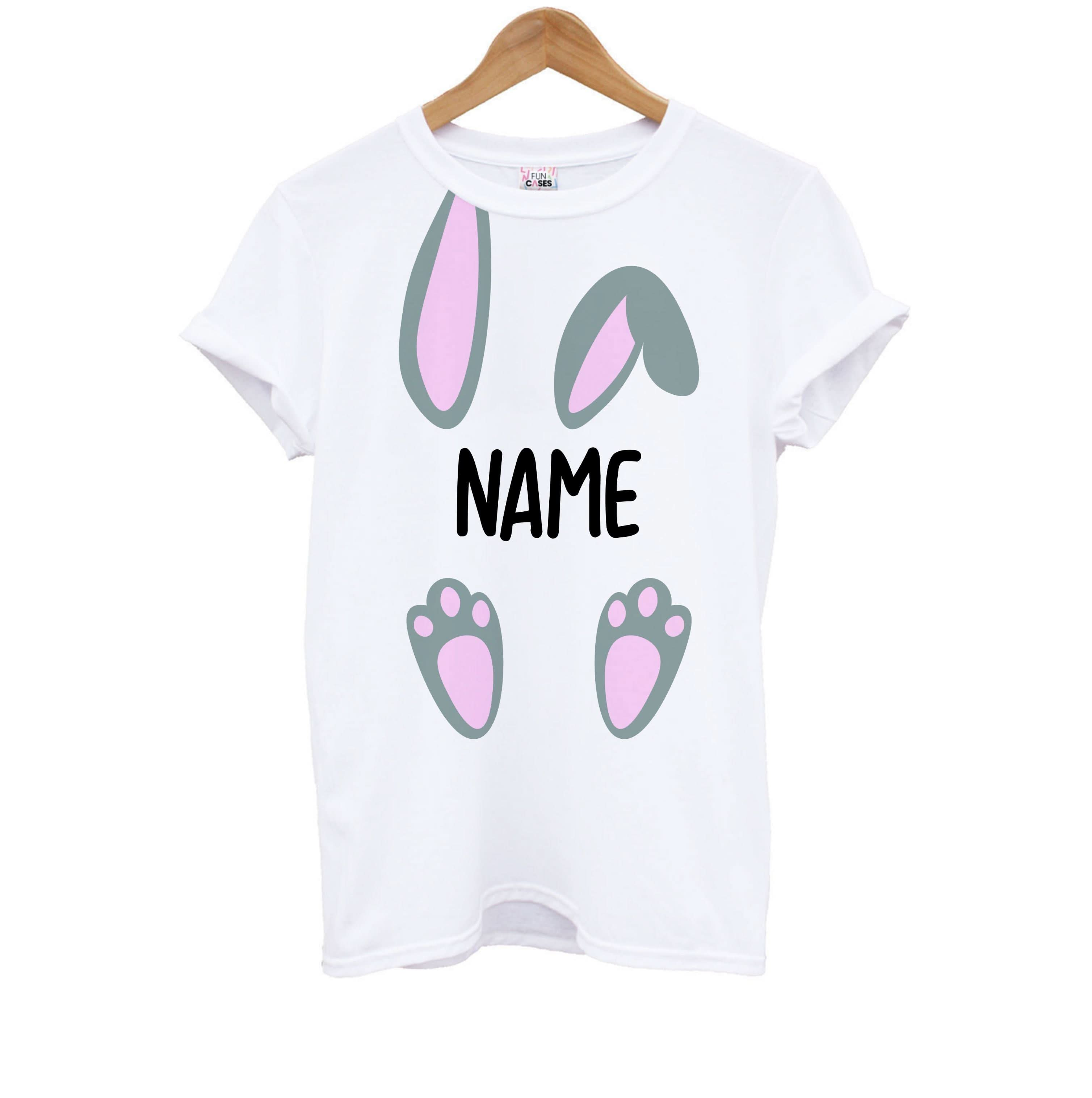 Grey Bunny Personalised Kids T-Shirt