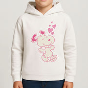 Cartoon Beagle Valentine Hearts Pattern Kids Hoodie 4